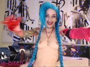 Preview 1 of purple bitch Jinx cosplay halloween anal fingers red hands Russian girl
