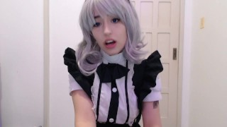 Maid cosplay girl sucking and begging to her boss15