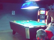 Preview 4 of Sexy bartender fucked on pool table after closing time Halloween night