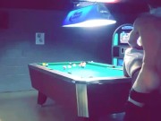 Preview 5 of Sexy bartender fucked on pool table after closing time Halloween night