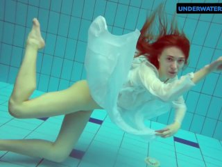underwatershow, redhead, nudist, nude sports