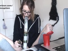 Stoner Slut 420 Smoked out of glass bong 