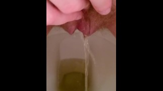 关闭毛茸茸的阴户小便并在马桶上摩擦