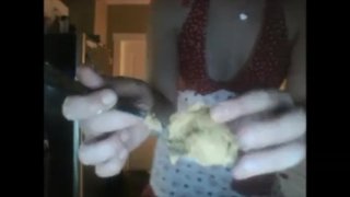 Webcam Of An Intersex Babe Eating Peanut Butter Cookies
