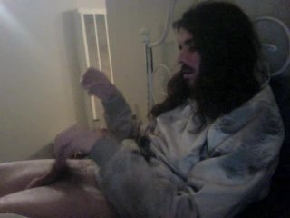 Young male (solo) smoking + drinking + jacking off