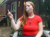 Natural Redhead Smoking a American Spirit Cigarette