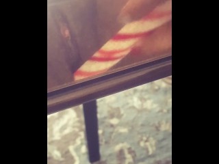 Making my Hot Wet Pussy Cum with a Candy Cane