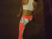 Preview 4 of Fit girl in yoga pants split legs for a big cock Dani Queen latina teen pov