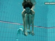 Preview 3 of Podvodkova swimming in blue bikini in the pool