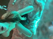 Preview 3 of freckledRED Cums Twice With Her Dildo And Vibrator Under Blue Lighting