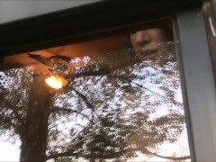 Teen shows off naked body for peeping neighbor