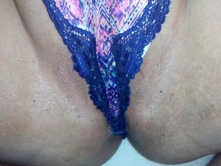 Panty Fuck Close Up His & Her POV ! Cameltoe MILF RubsJizz In Her_Panties