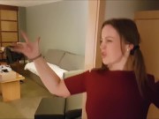 Preview 6 of College Girl Loves Risky Hotel Hallway Fucking Christmas Special