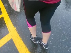 in the Rain ~A Velvet Short~ Pale Curvy Red Head PAWG Walking