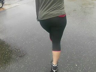 In the Rain ~a Velvet Short~ Pale Curvy Red Head PAWG Walking
