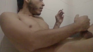 Jerking off and getting high in the shower