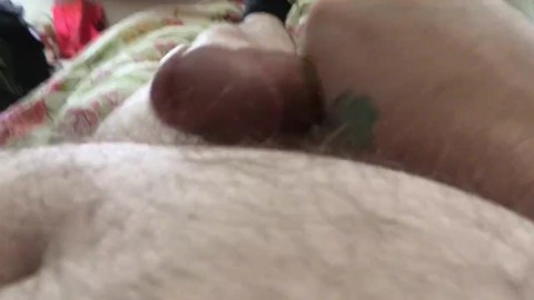 Horny chubby hubby cums to a cum on tits compilation