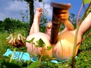 Hot blonde fuck her big ass horsecock dildo