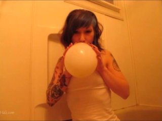 inked girls, shower, wet clothes, popping balloons
