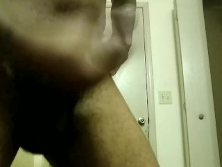 Masturbating big black dick cumshot