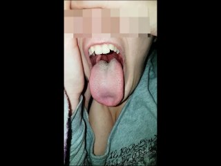 girl uvula, solo female, tongue mouth fetish, girl throat