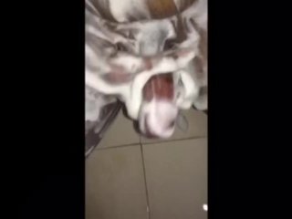 Boy mastrubates covered in foam and licks his tasty cum