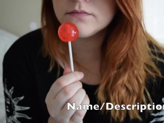 girl with glasses licks lollipop