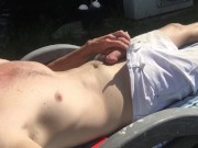 Preview 4 of Aussie Pisses All Over Himself Sunbaking Outside