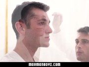 Preview 1 of MormonBoyz - Handsome older priest fucks tall hairy boy in the temple