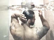 Preview 1 of Heat the latin sensation male stripper taking a shower @heat718
