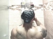 Preview 2 of Heat the latin sensation male stripper taking a shower @heat718