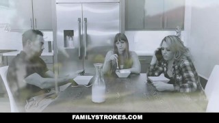 Family Strokes - Naughty Babe Gets Her Pussy Destroyed By Her Stepdad While Her Stepmom Is Watching