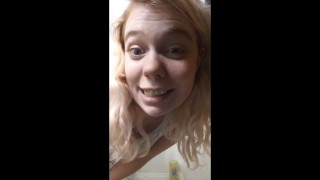 Skinny Blonde Showering Anal Whore Solo