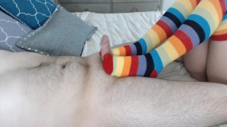 Brightly Colored Socks For A Camgirl's Footjob