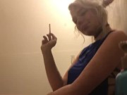 Preview 1 of sexy skinny blonde smokes in front of boyfriend