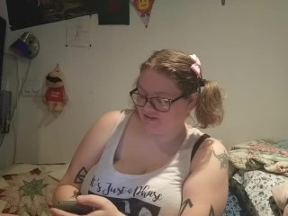 glasses, dirty daddy talk, solo female, nude