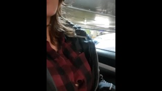 Reveals Her Pierced Tits In The Parking Garage Below