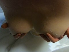 Large Natural Boobs Teasing | Ginger Teen Washing Breasts in Foamy Bath