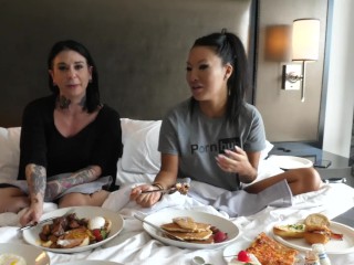 Screen Capture of Video Titled: Asa Akira In Bed with Joanna Angel - Asa's Adventures Episode 3