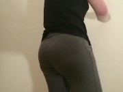 Preview 3 of Pee in my panties and yoga pants - Sister stucked in basement desperation
