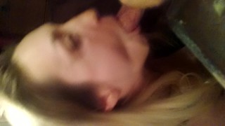 Homemade Hot Blonde sucking dick & getting fucked in bathroom on Phone Cam