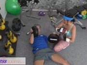Preview 4 of Fitness Rooms Petite sporty British Afghan gets a rough fuck in the gym