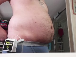 male, belly expansion, solo male, air inflation