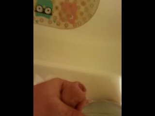 Almost caught (cumshot into tub)
