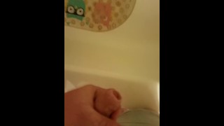 Almost caught (cumshot into tub)