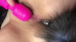 Tiny Bombshell Whitney Leigh with New Vibrator And Butt Plug Tail