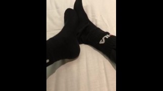 Sweaty black socks after work