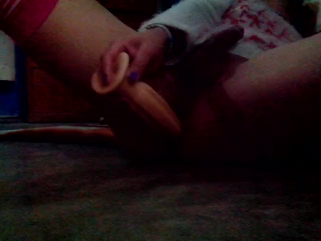 Shemale plays with dildo and cum
