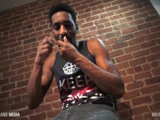 Hung thug jerks his big cock