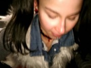 Preview 3 of POV Public Blowjob - Cute Sluty Teen and her Deep Throat at roadside